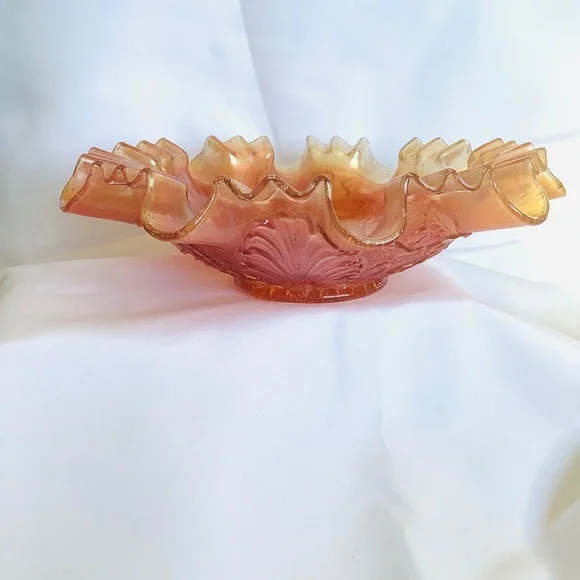 Vintage Orange Carnival Glass Fluted Bowl - Picture 3 of 6